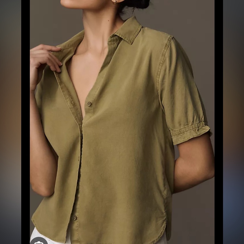 Olive Green Women's Button-Up Top